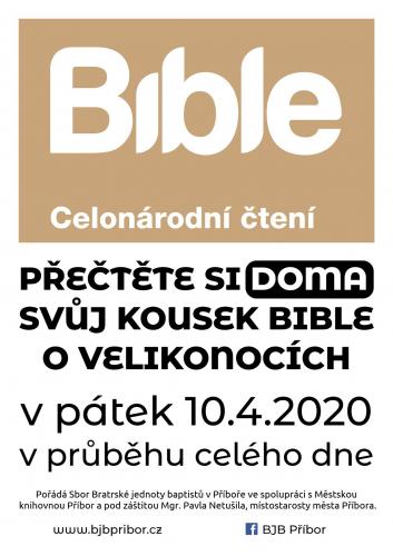 Čtení Bible o Velikonocích 2020 v Příboře bude!
