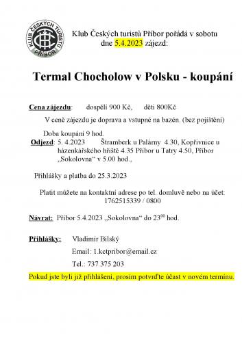 Termal Chocholow v Polsku - koupání